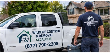 Wildlife control service vehicle and technician